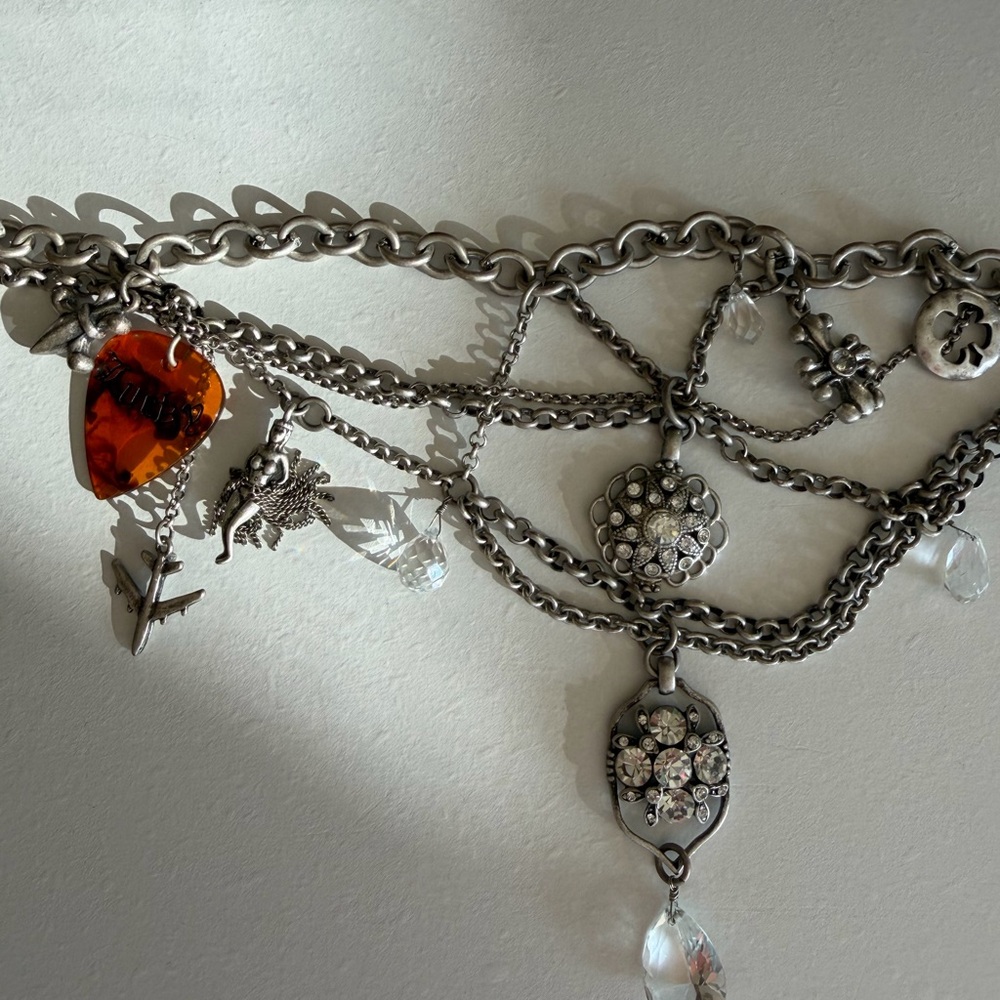 Lucky Brand Silver Rock N Roll Charm Necklace - Picture 6 of 7